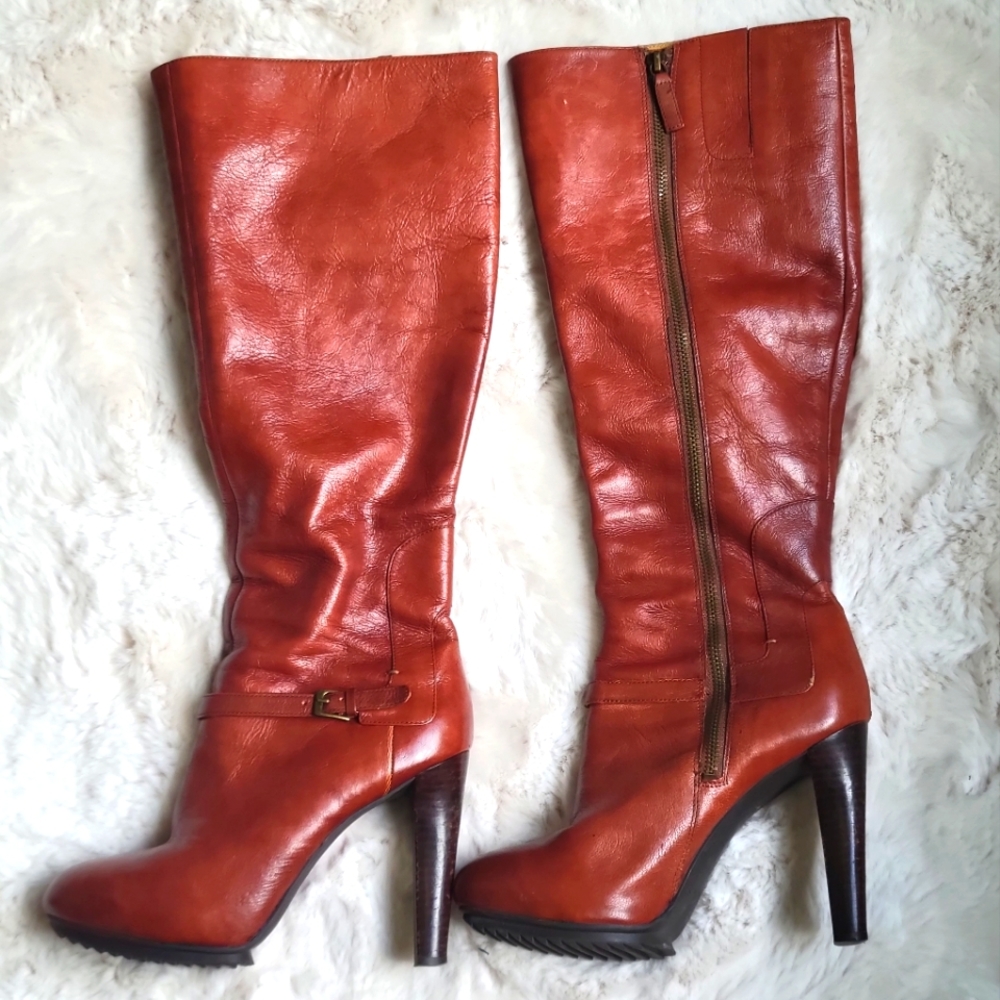 Cognac leather boots